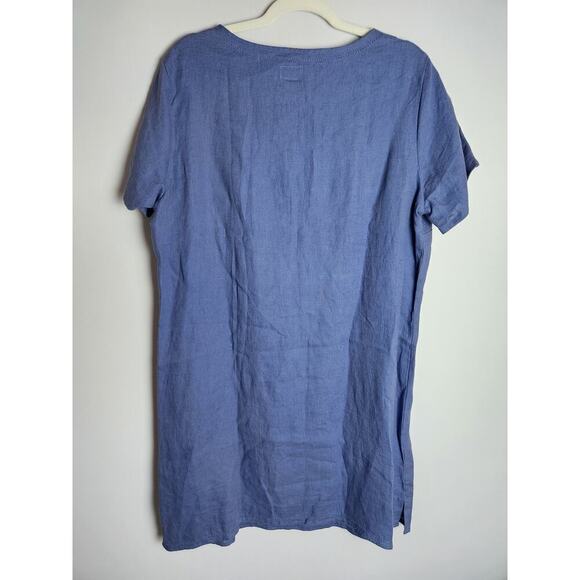 LL Bean Womens linen shift dress Midi sz 18  Beach Boho Lagenlook Minimalist - Picture 3 of 7